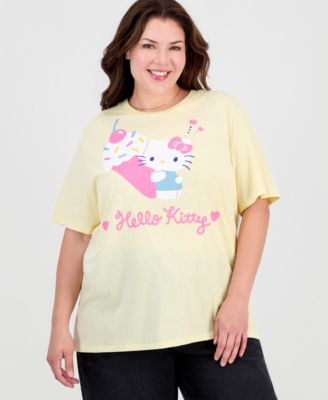 Trendy Plus Size Hello Kitty Ice Cream Graphic Print T-Shirt