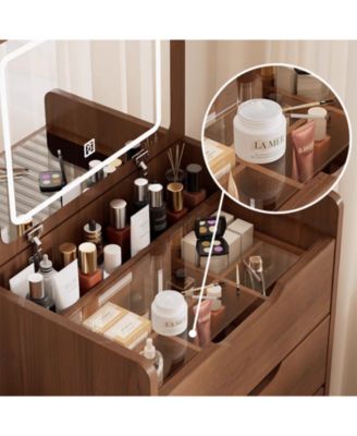 Elegant Modern Wooden Nightstand with Storage Space Finish Bedside Table for Bedroom Living Room