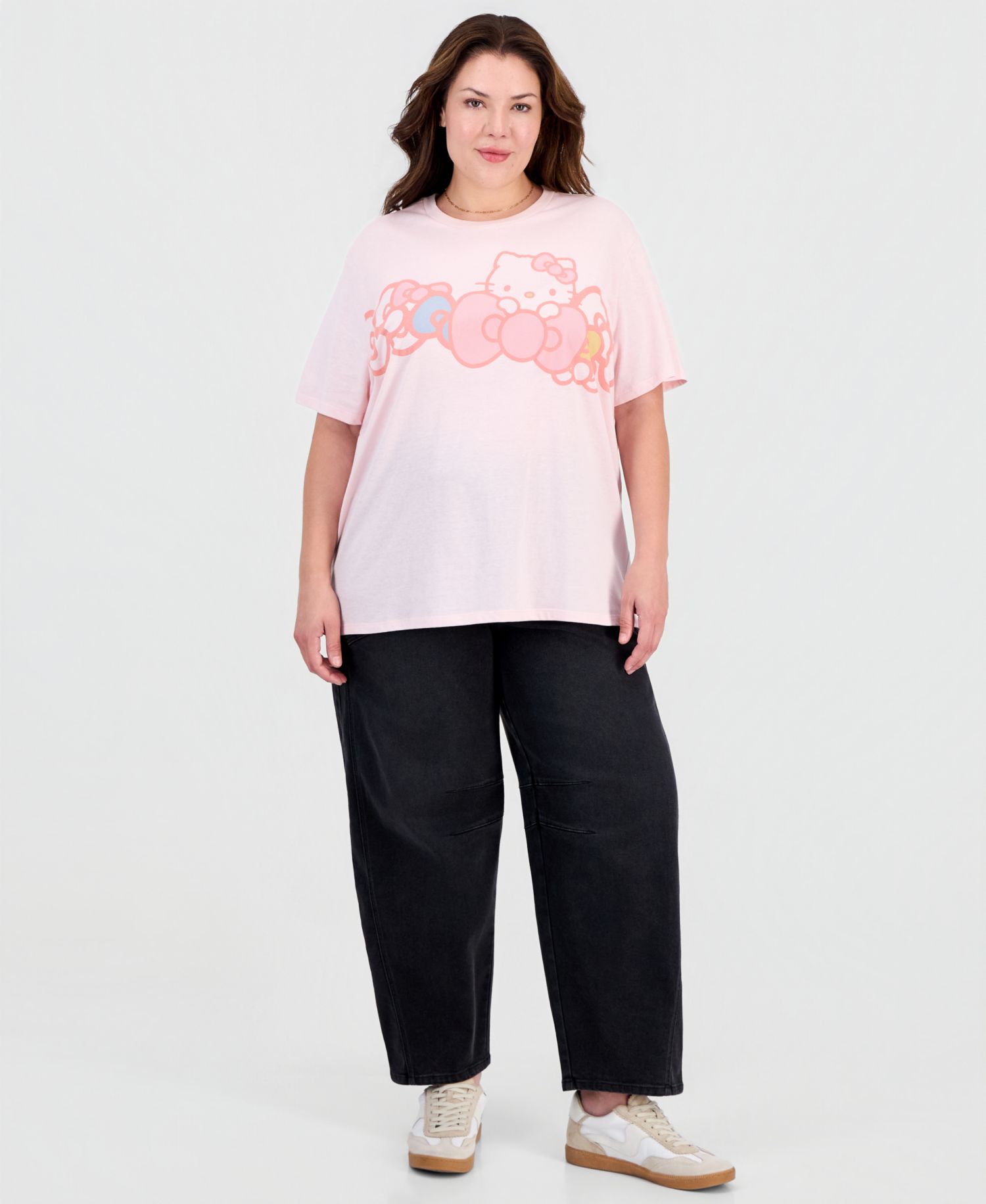 Trendy Plus Size Hello Kitty Bow Graphic Print T-Shirt