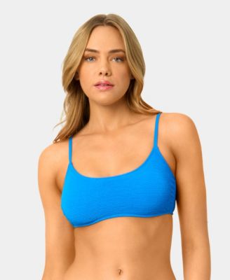 Women's Popcorn Scrunch Scoop Neck Swim Bikini Top