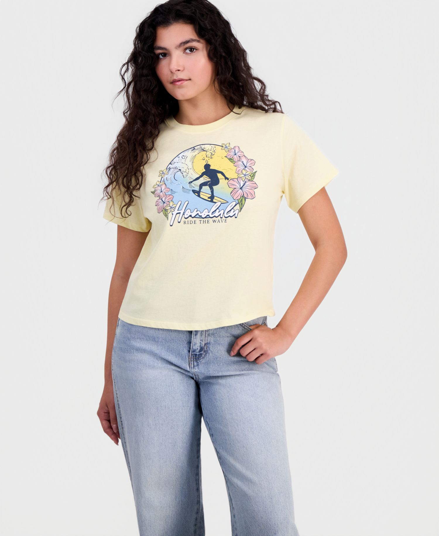 Juniors' Honolulu Surf Graphic Cotton T-Shirt