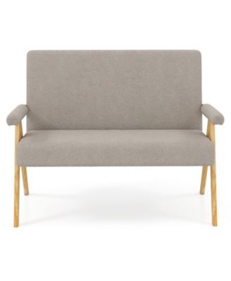 Loveseat Sofa with Armrests and Wooden Legs.