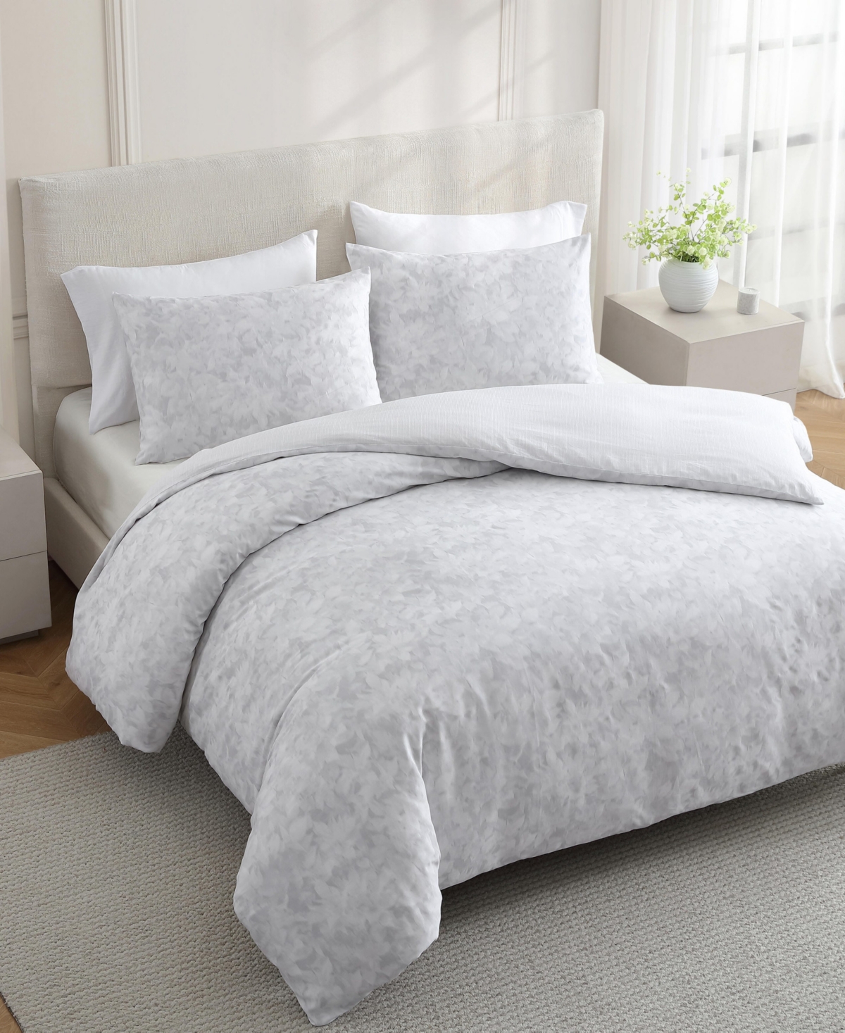 Vera Wang Nebulous Flower Cotton 3-Pc. Duvet Cover Set