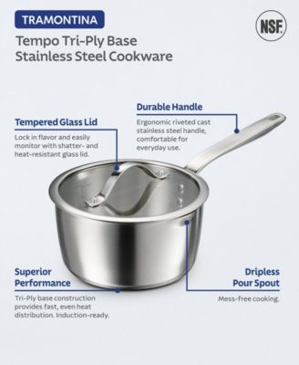 Tempo Tri-Ply Base Stainless Steel 7-Pc. Cookware Set with Glass Lids