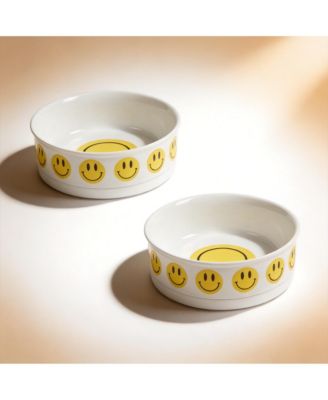 Ceramic Pet Bowls Set of 2 Non-Slip Dishwasher Safe for Cats Dogs
