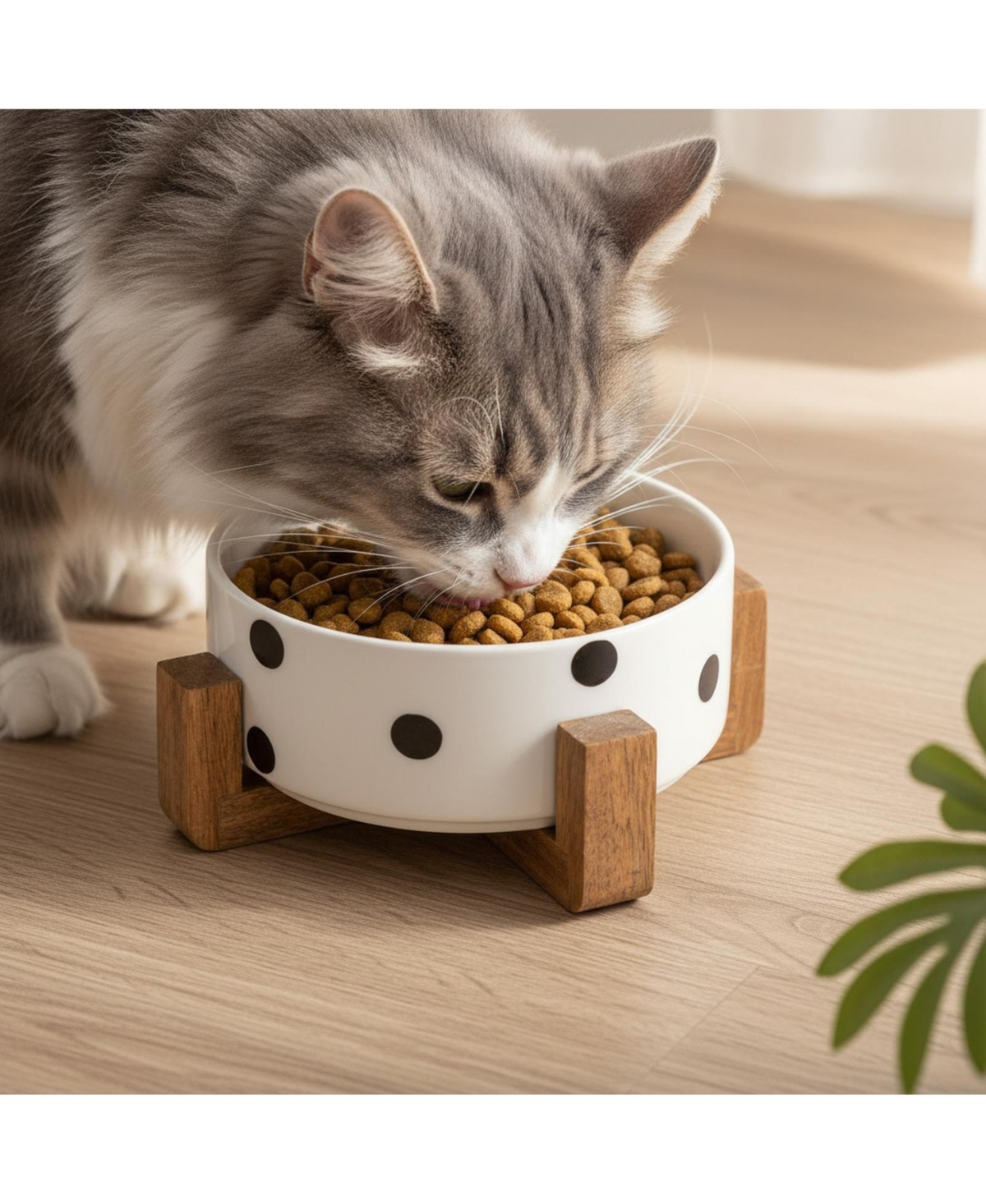 Aronkl Ceramic Cat Dog Bowl Set With Stand Anti Slip 2 Bowls Dishwasher Microwave Safe Raised For Food Water