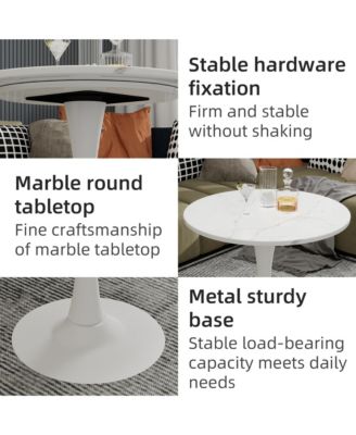 27.6" Coffee Table, Modern Tulip Center Table, Mid-Century Leisure Table for Small Places, Living Room