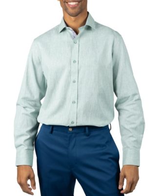Men's Yarn Dyed Melange Linen Long Sleeve Shirt