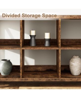 Entryway Console Table, 3 Tier Industrial Metal Sofa Table with 8 Cube Storage Organizer, Behind Couch Table, Hallway Table for Entry, Living