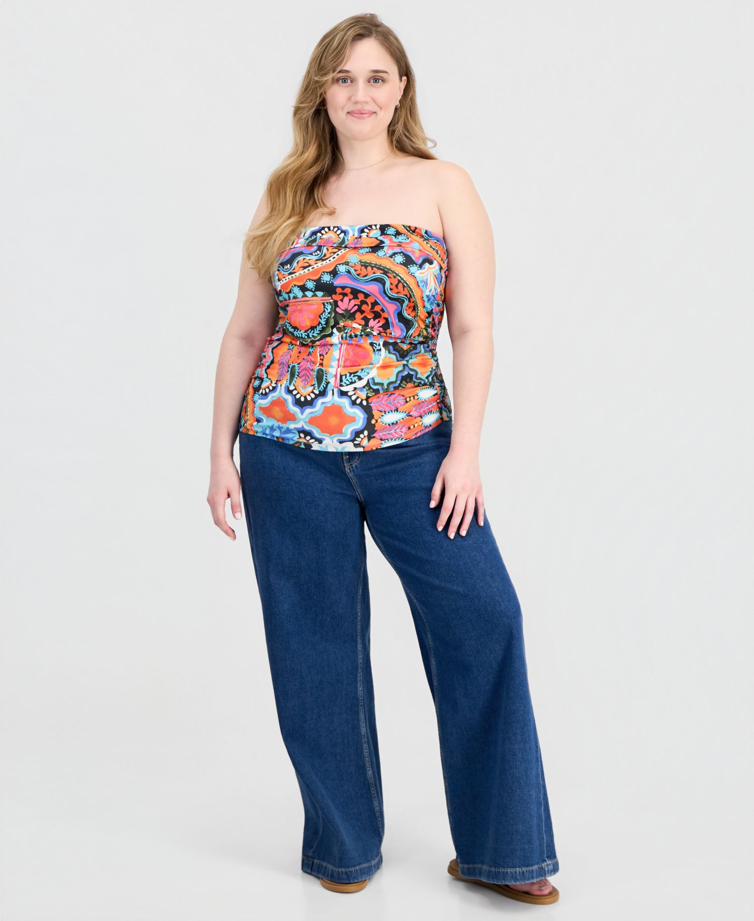 Trendy Plus Size Strapless Ruched Tube Top