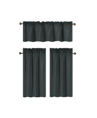 100% Polyester Gibson Solid 3 Piece Kitchen Curtains Valance and Tiers Set