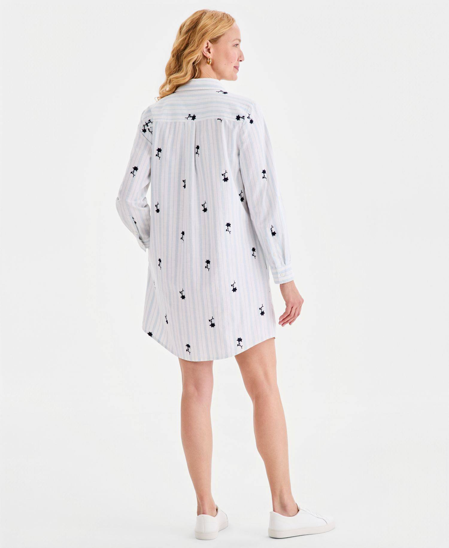 Women's Printed Roll-Sleeve Shirtdress