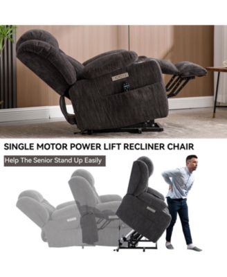 Recliner Chair with 8-Point Vibration Massage and Lumbar Heating, USB and Type-C Ports, Stainless Steel Cup Holders