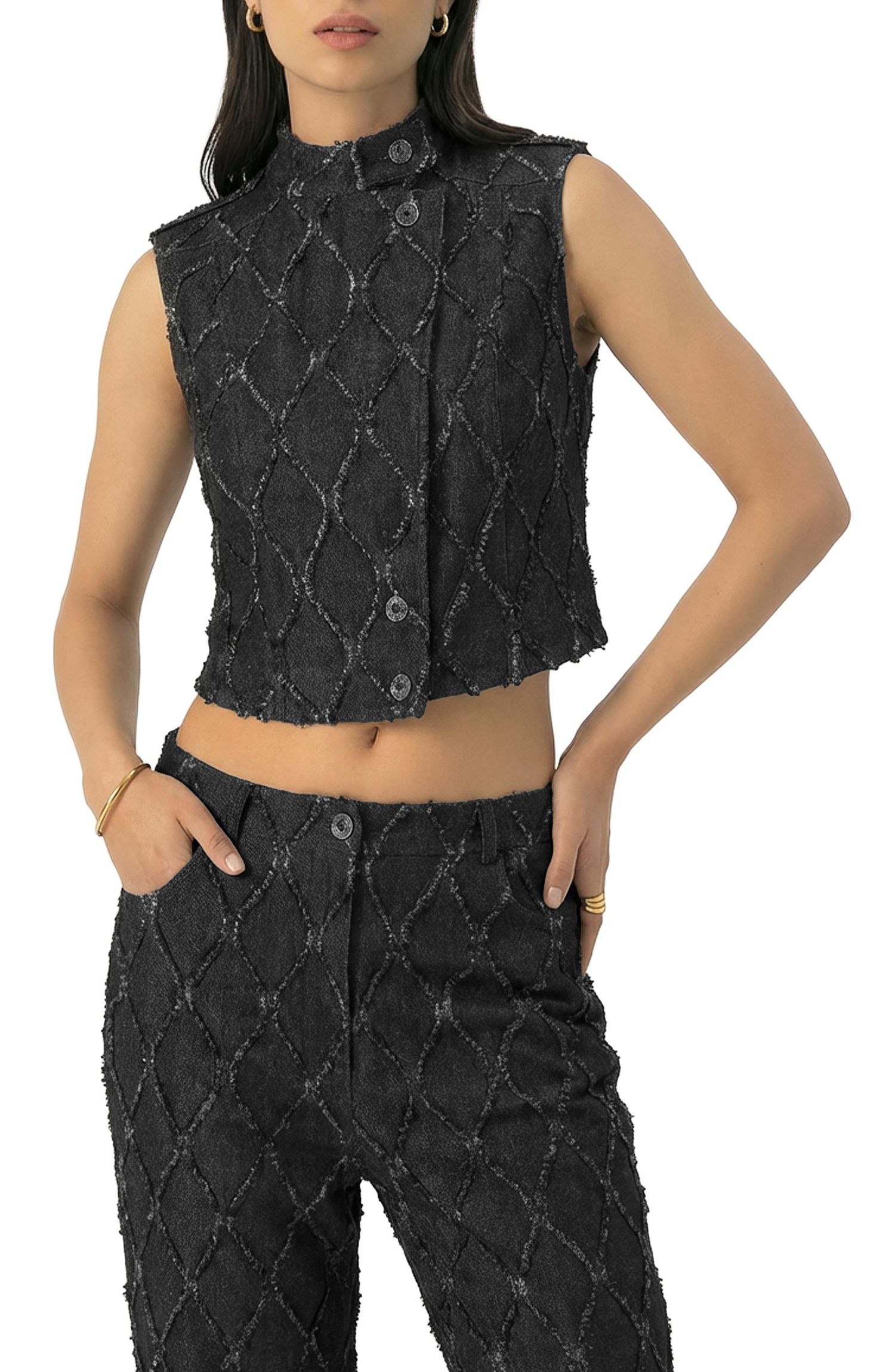 Women's Distressed Denim Vest