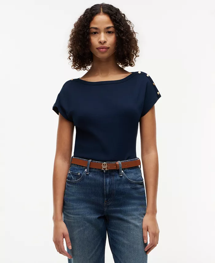 Women's Cap-Sleeve Boat Neck T-Shirt