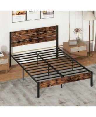 Bed Frame with High Headboard and Noise Reducing Slats