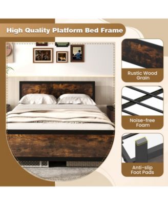 Metal Bed Frame with Headboard and Footboard