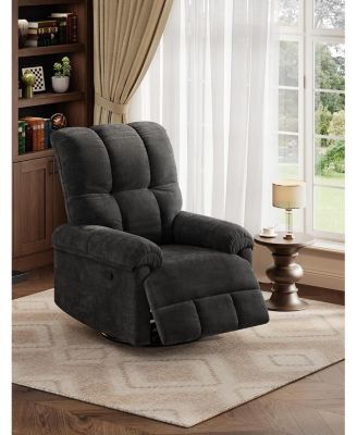 Oversized Swivel Rocker Recliner - Chenille Upholstered, 350lb Capacity, Infinite Recline for Living Room