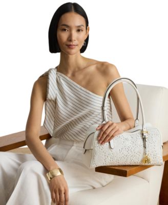 Marcy Large Perforated Leather Slim Shoulder Bag