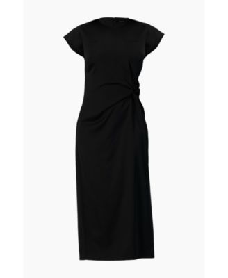 Women's Off-Shoulder Straight Satin Dress with Side Knot