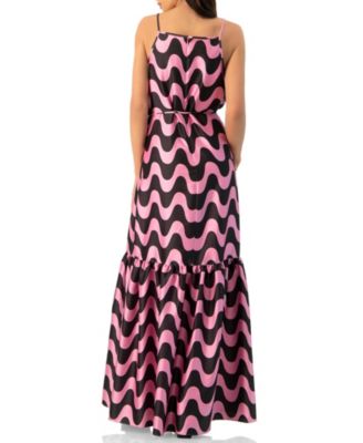 Women's Sleeveless Wave Print Maxi Dress