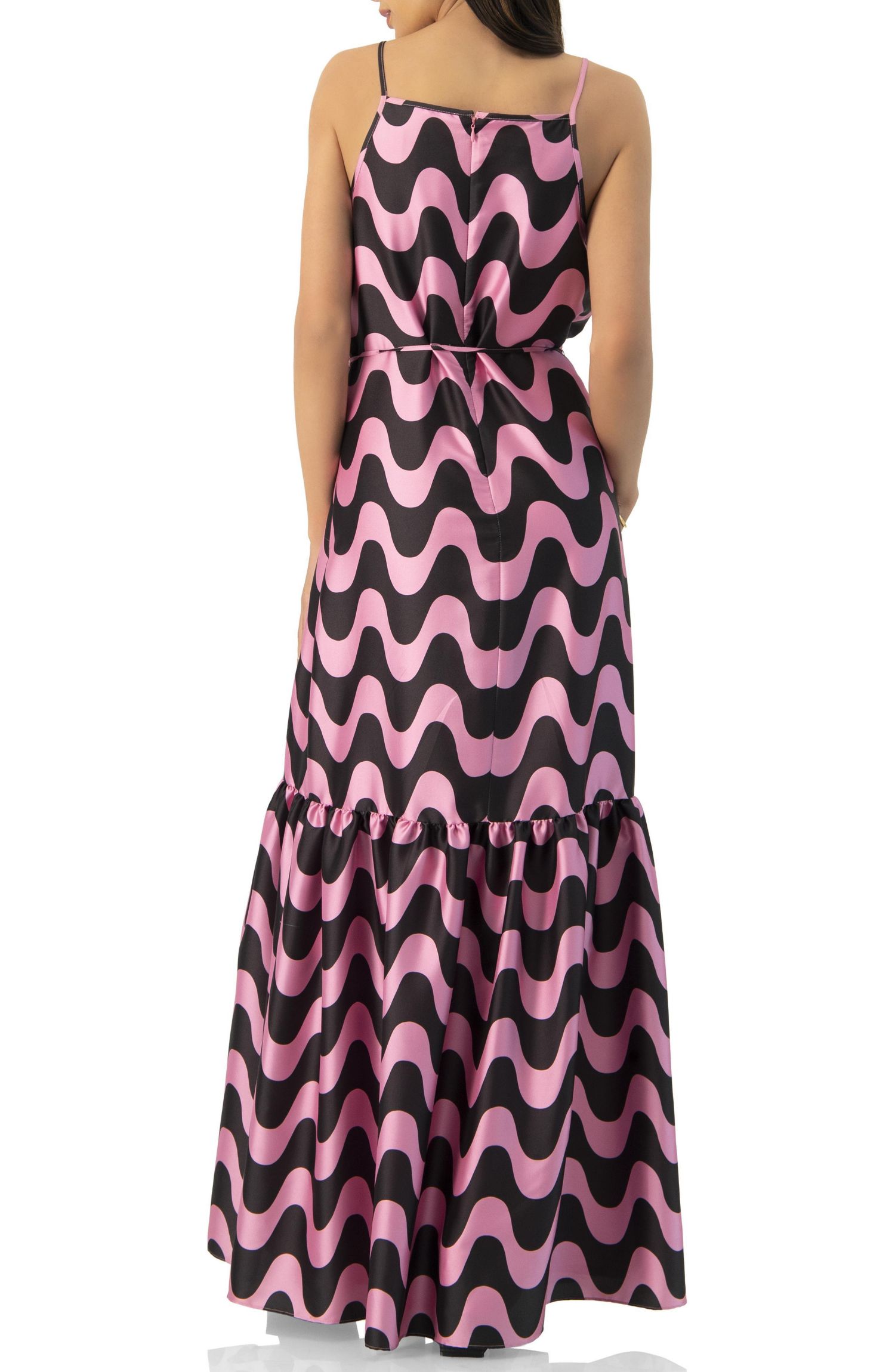 Women's Sleeveless Wave Print Maxi Dress