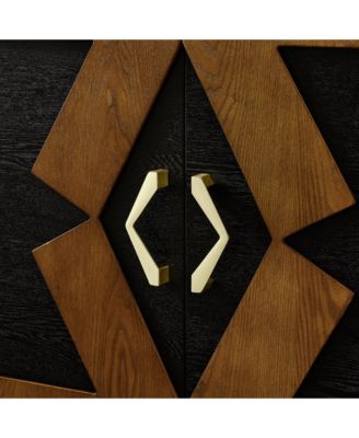 60" Mid Century Storage Cabinet with Geometric Pattern & Adjustable Shelves