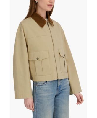 Women's Cotton Barn Jacket with Textured Collar