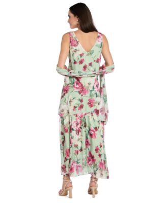 Women's Cowl Neck Printed Midi Dress