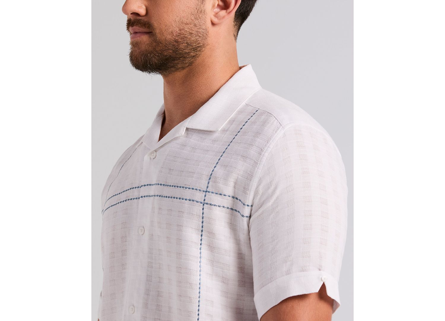 Men's Cotton Blend Embroidered Shirt