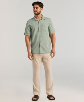 Men's Palm Print Short-Sleeve Button-Down Shirt