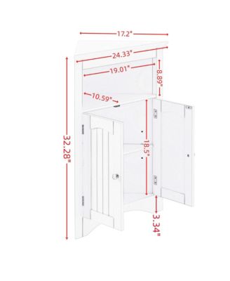 Wooden Storage Cabinet, Bathroom Floor Corner Cabinet with Adjustable Shelves, Storage Organizer for Small Space