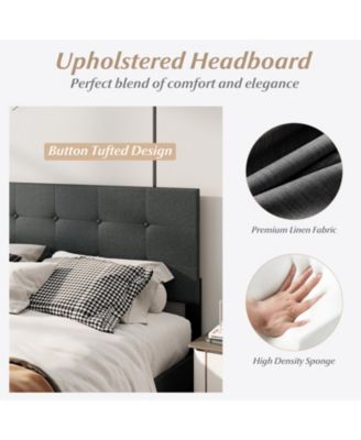 Upholstered Platform Bed Frame with Linen Fabric