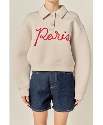 Women's Lettering Polo Scuba Top