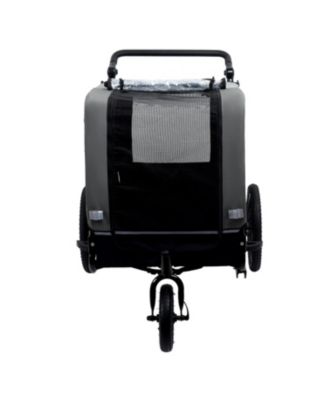 Extra Large 2-in-1 Bike Trailer and Push Cart for Pets with Detachable Hitch