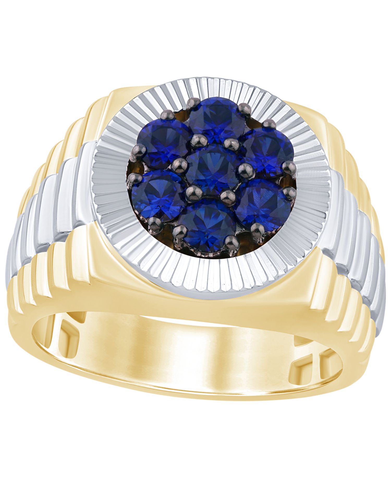 Men's Lab Grown Sapphire (1-1/2 ct. t.w.) Ring in Gold Vermeil over Sterling Silver