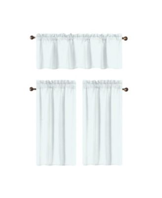 100% Polyester Gibson Solid 3 Piece Kitchen Curtains Valance and Tiers Set 54" x 18"