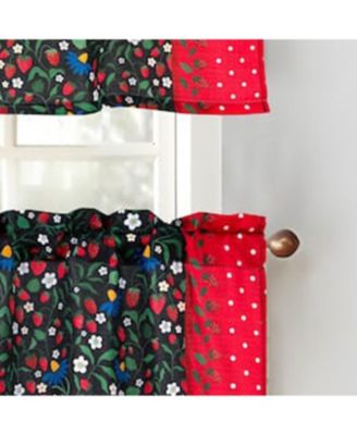 Polyester Cucina Strawberry Fields Kitchen Curtains Valance and Tiers Set 52" x 18" Muticolor