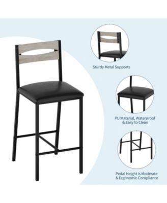 3-Piece Kitchen Table Set with Storage & 2 Upholstered Chairs, Industrial Iron & Wood, Space Saving for Apartments