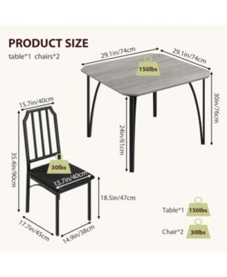 2-Person Small Dining Table Set, Ultra Comfort PU Cushion Chairs, For Home, Kitchen, Apartment