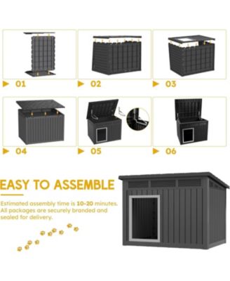 259 inclined top air pole kennel gray and black Spacious All Season Dog Cage with Elevated Base and Weatherproof Construction