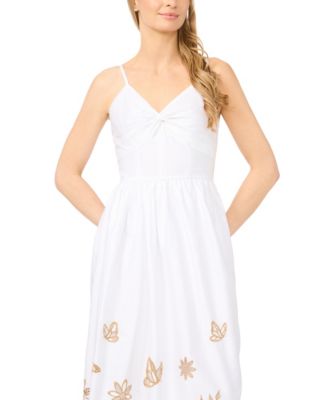 Women's Twist V-Neck Cotton Midi Dress