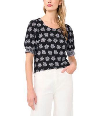 Women's Crewneck Short-Sleeve Printed Blouse