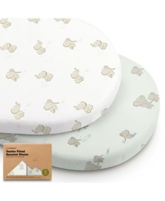 Bassinet Sheet for Baby Girls, Boys, 2-Pack Soothe Bassinet Fitted Sheets, Bedside Bassinet Mattress Sheet