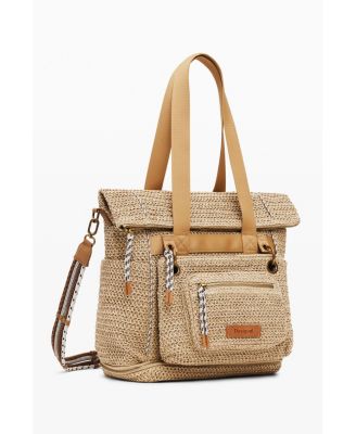 Women's Large modular raffia backpack