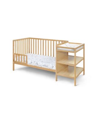 3 in 1 convertible crib and changer combo solid wood 3 position mattress support attached changing table storage for baby nursery