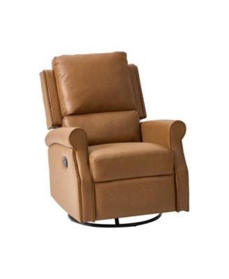 Philip 38" Traditional Faux Leather Swivel Rocker Manual Recliner