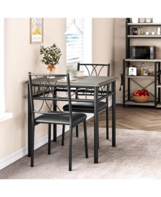 3-Piece Dining Table Set for 2, Kitchen Table with Upholstered Chairs, Space-Saving Square Table for Small Apartment