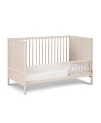  3in1 Convertible Crib with Solid End Panels Geometric Lines Solid Wood and Three Adjustable Mattress Heights for Baby Nursery