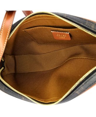 Small Cuir Triomphe Camera Shoulder Bag Triomphe Coated Canvas with Leather